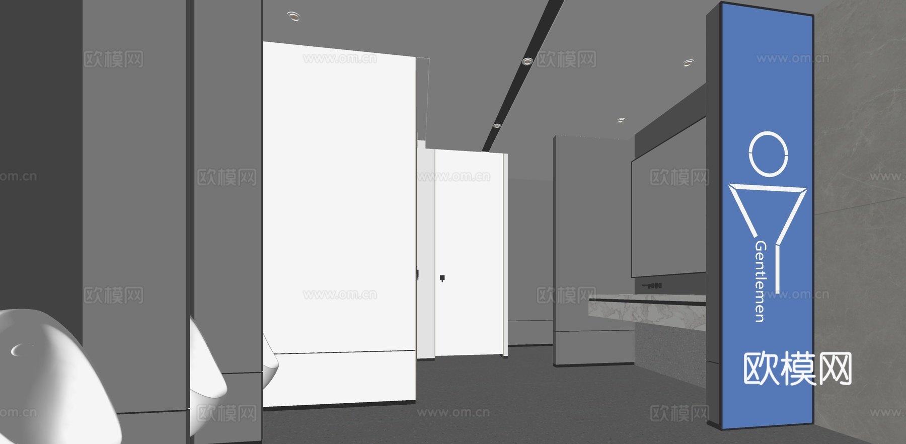 现代公共卫生间 商场卫生间su模型