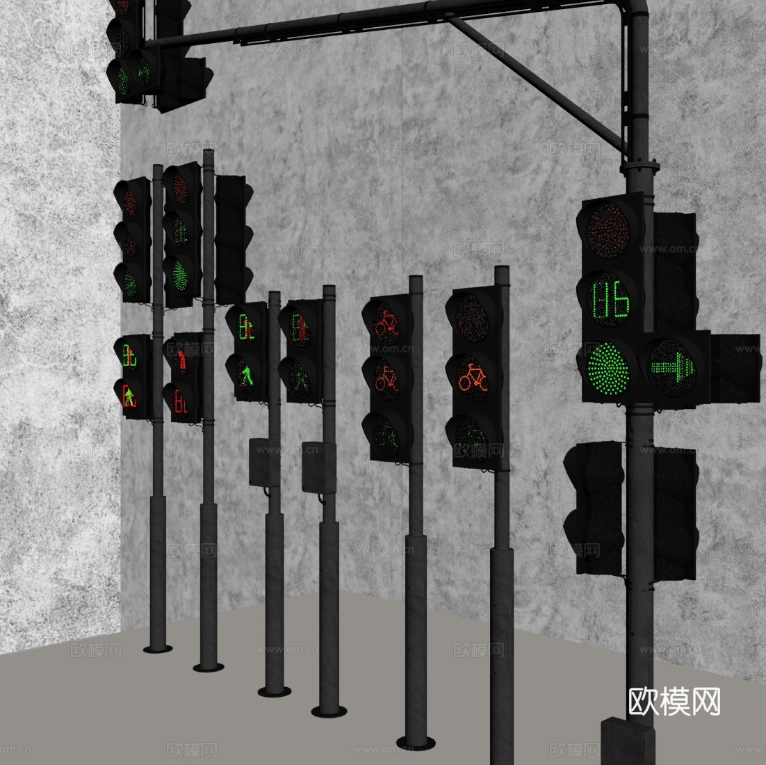 红绿灯 路灯su模型