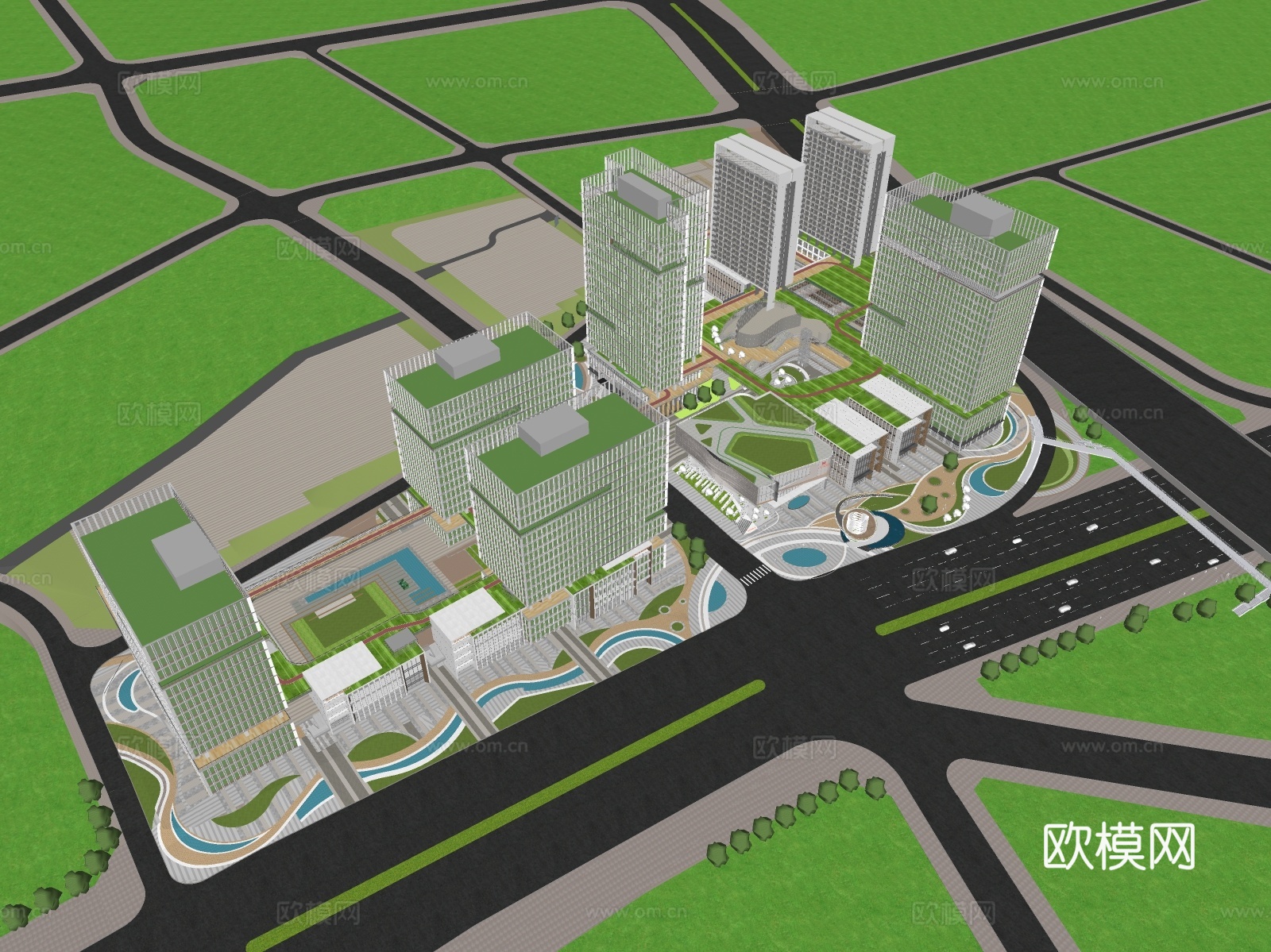 办公建筑办公楼  产业园su模型下载（渲染图1）