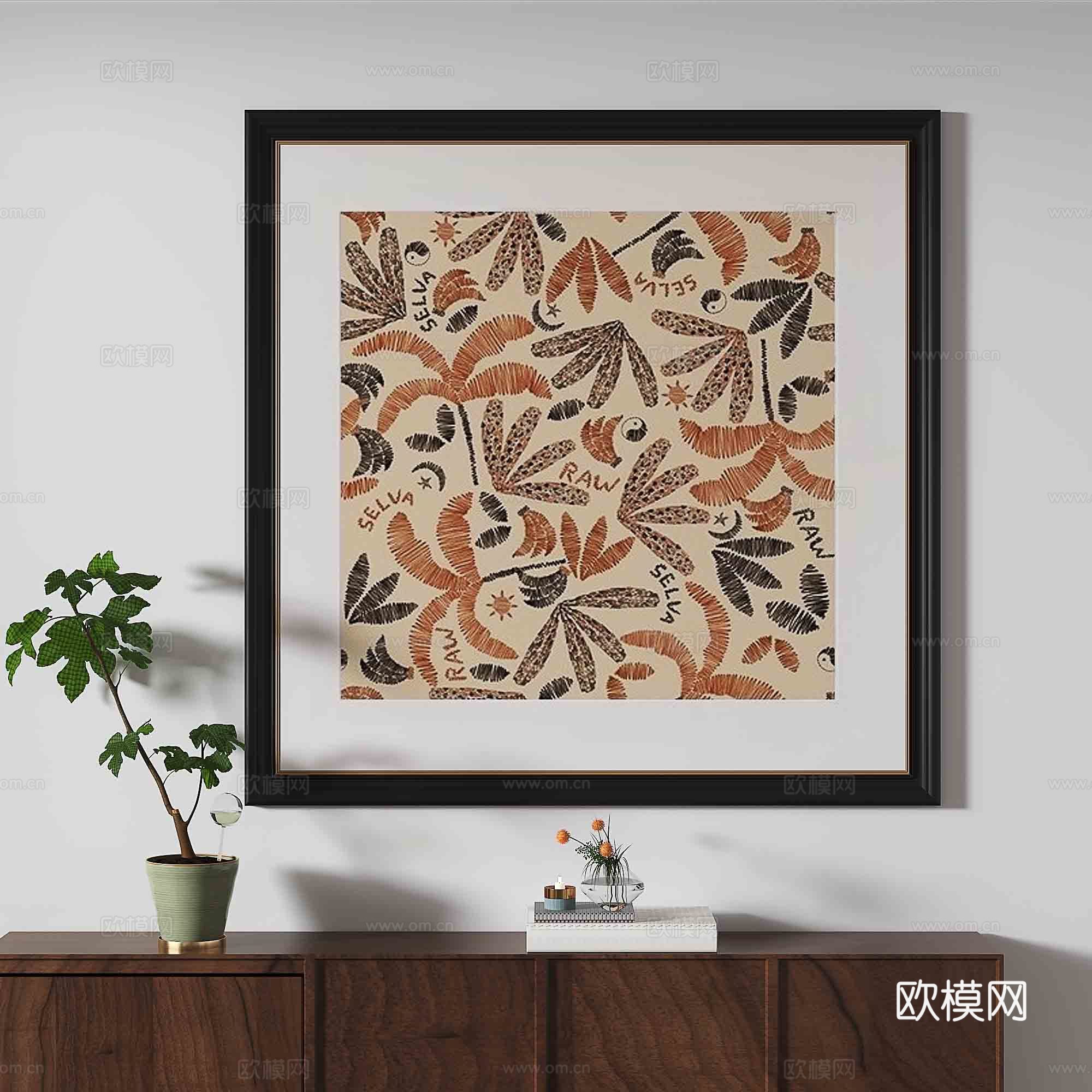 简欧肌理画 装饰画3d模型下载