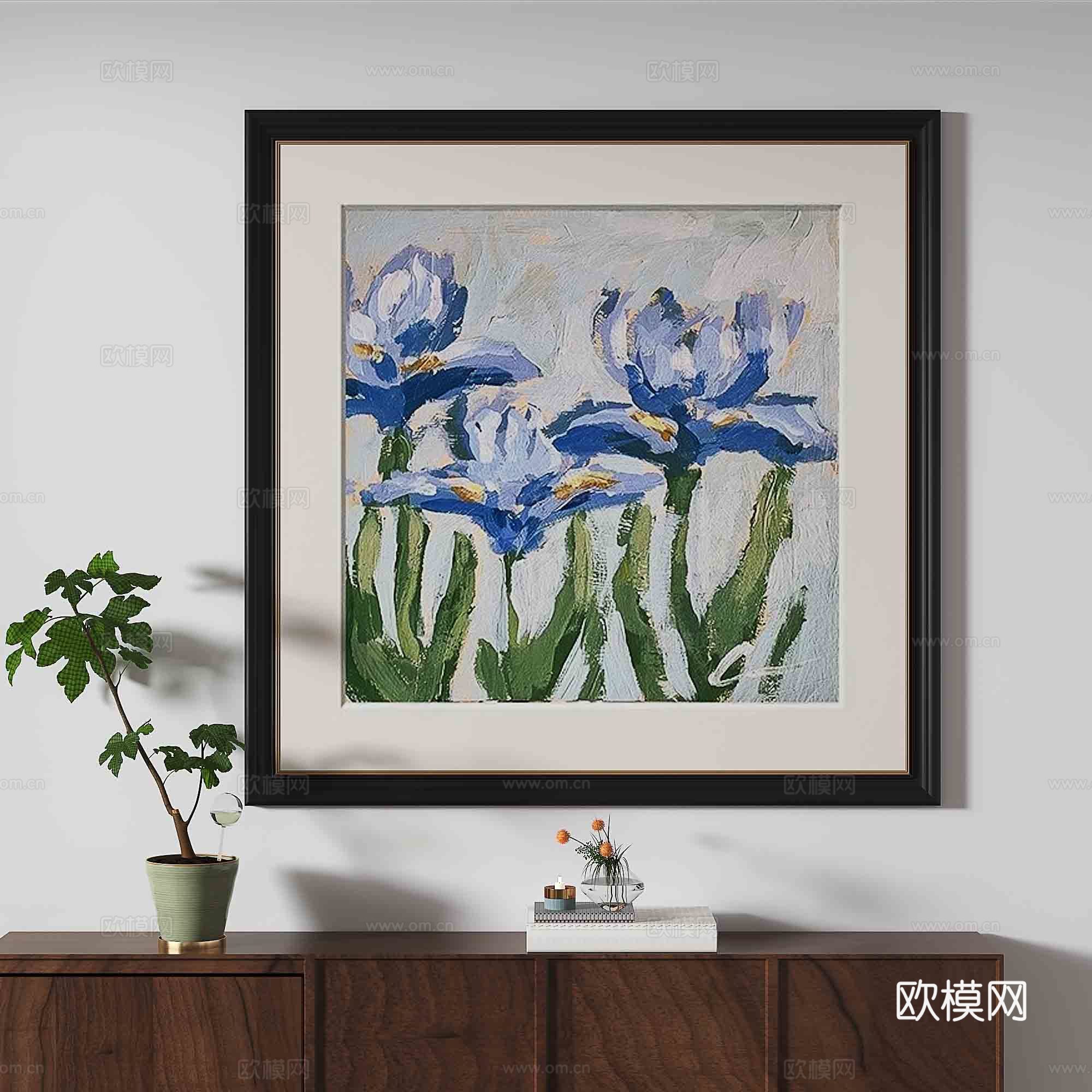 简欧花卉画 装饰画3d模型