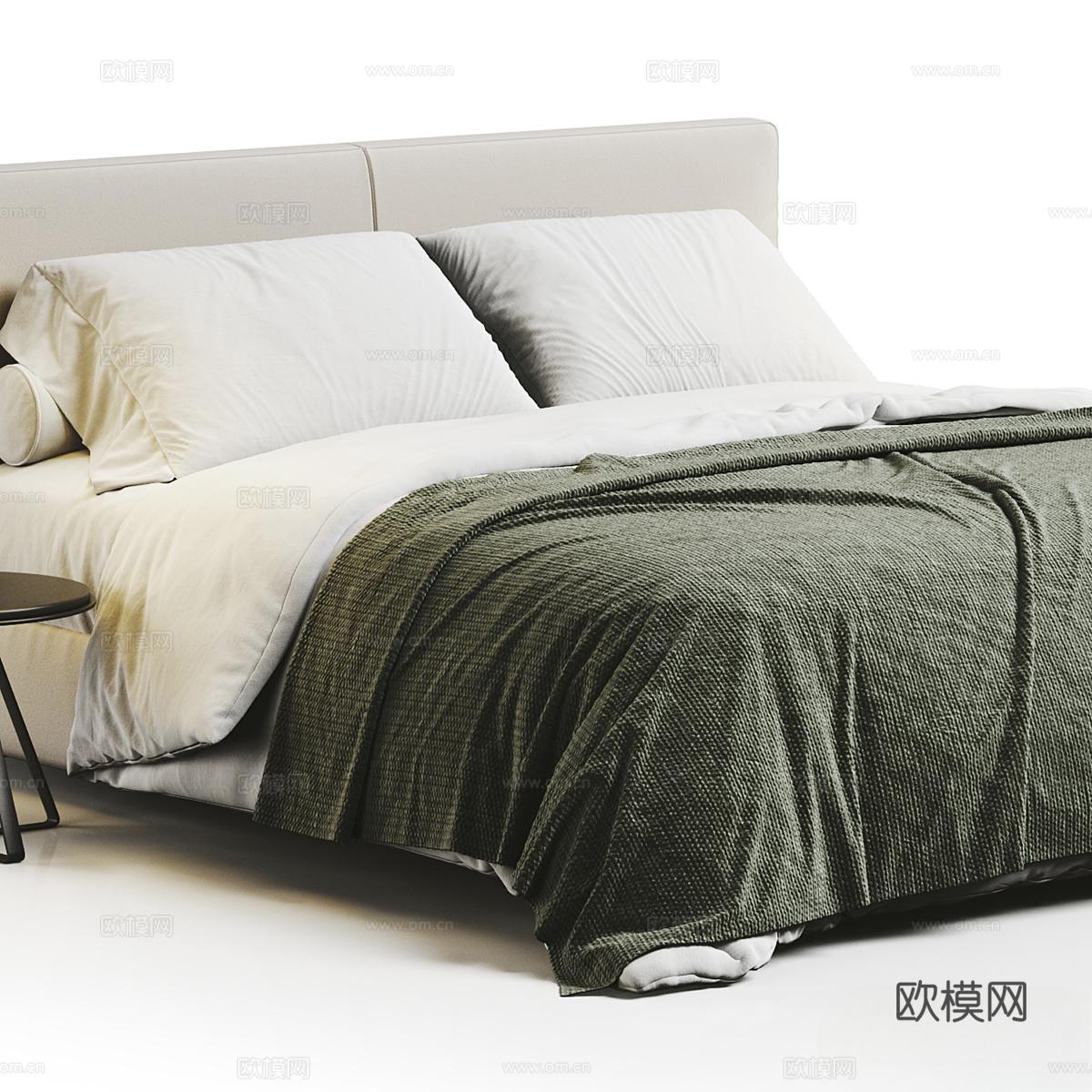 Flexform 意式双人床 简约双人床3d模型下载（渲染图2）