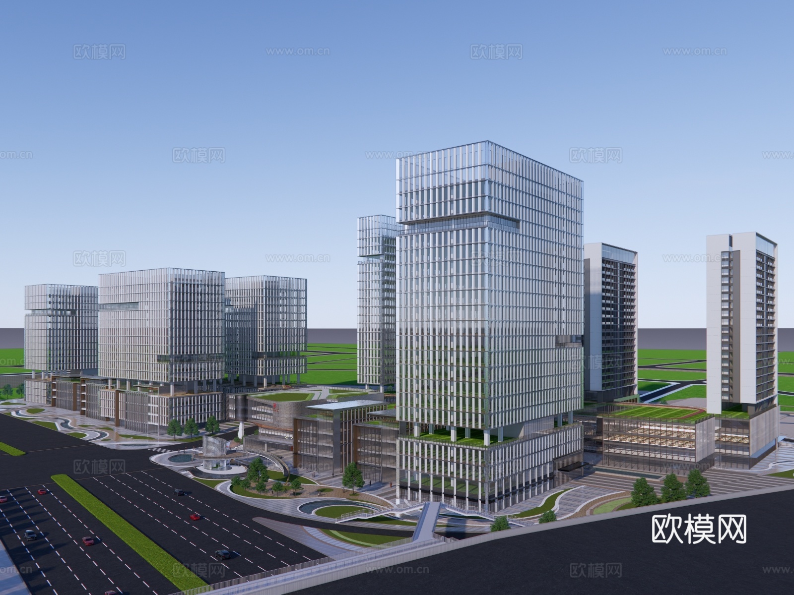 办公建筑办公楼  产业园su模型下载（渲染图3）