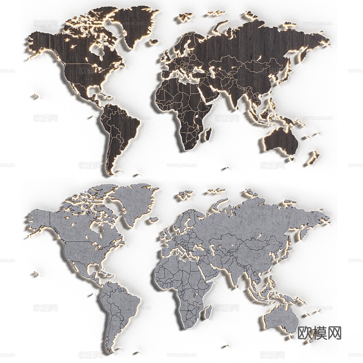 世界地图挂件 镜面挂饰3d模型