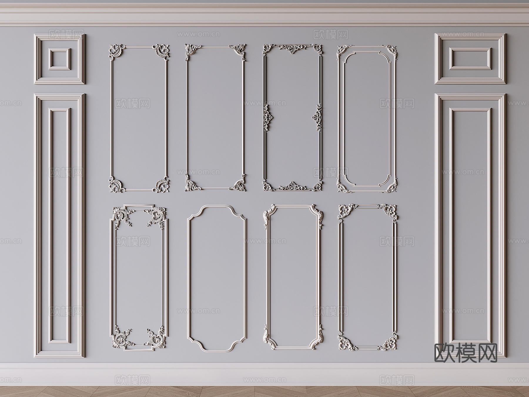 法式石膏线条 护墙板 雕花线条3d模型