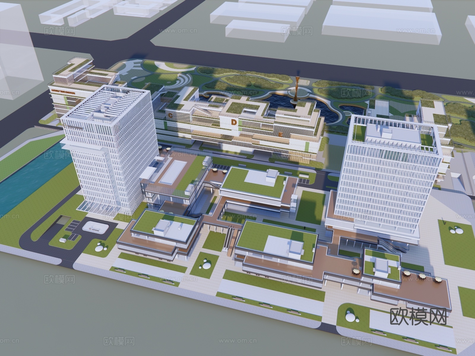 办公建筑办公楼  产业园su模型下载（渲染图2）