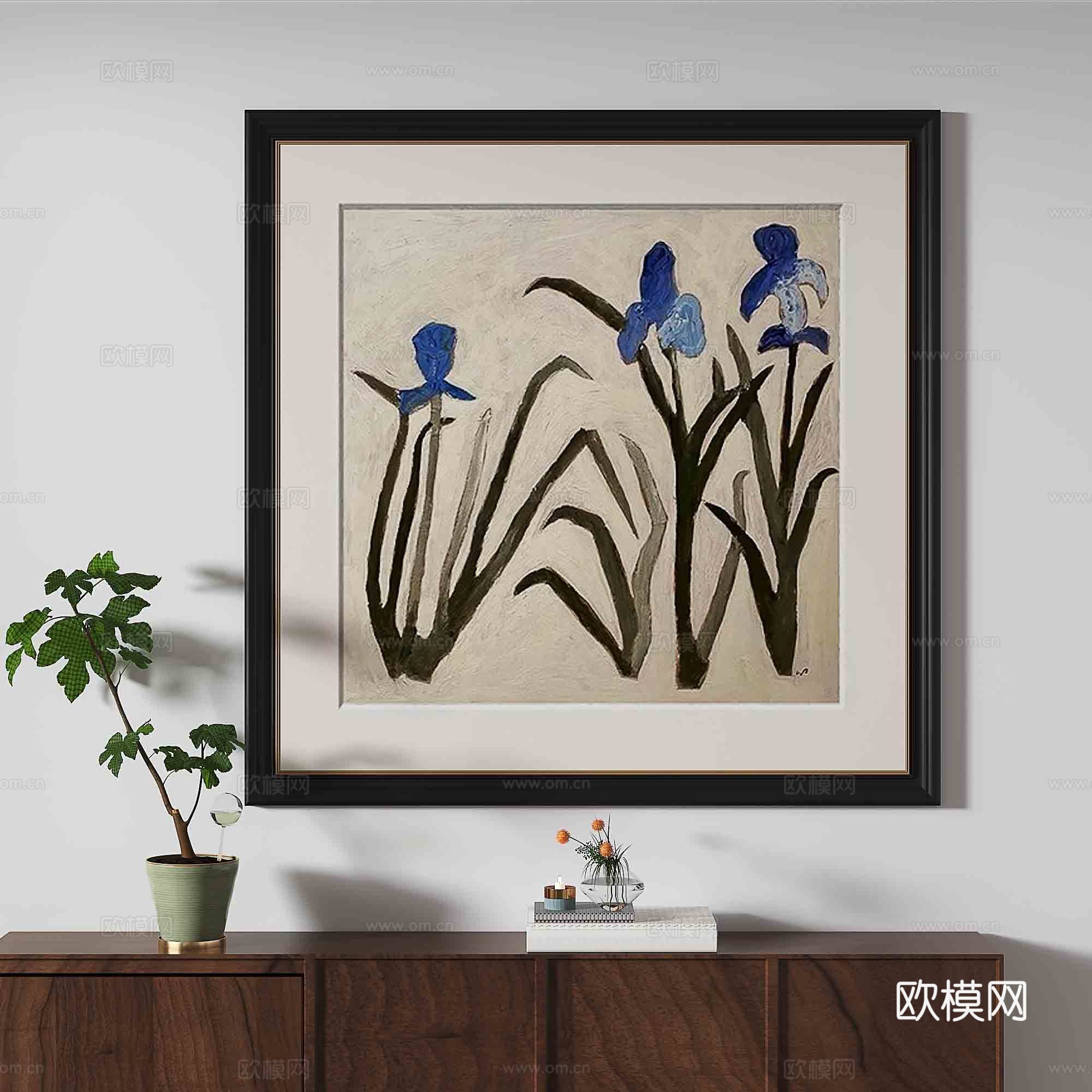 简欧花卉画 装饰画3d模型