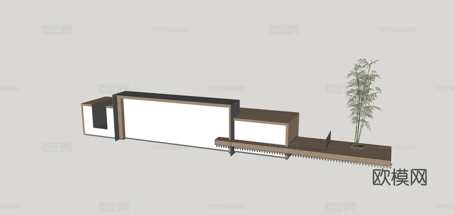 现代接待台 公司前台su模型