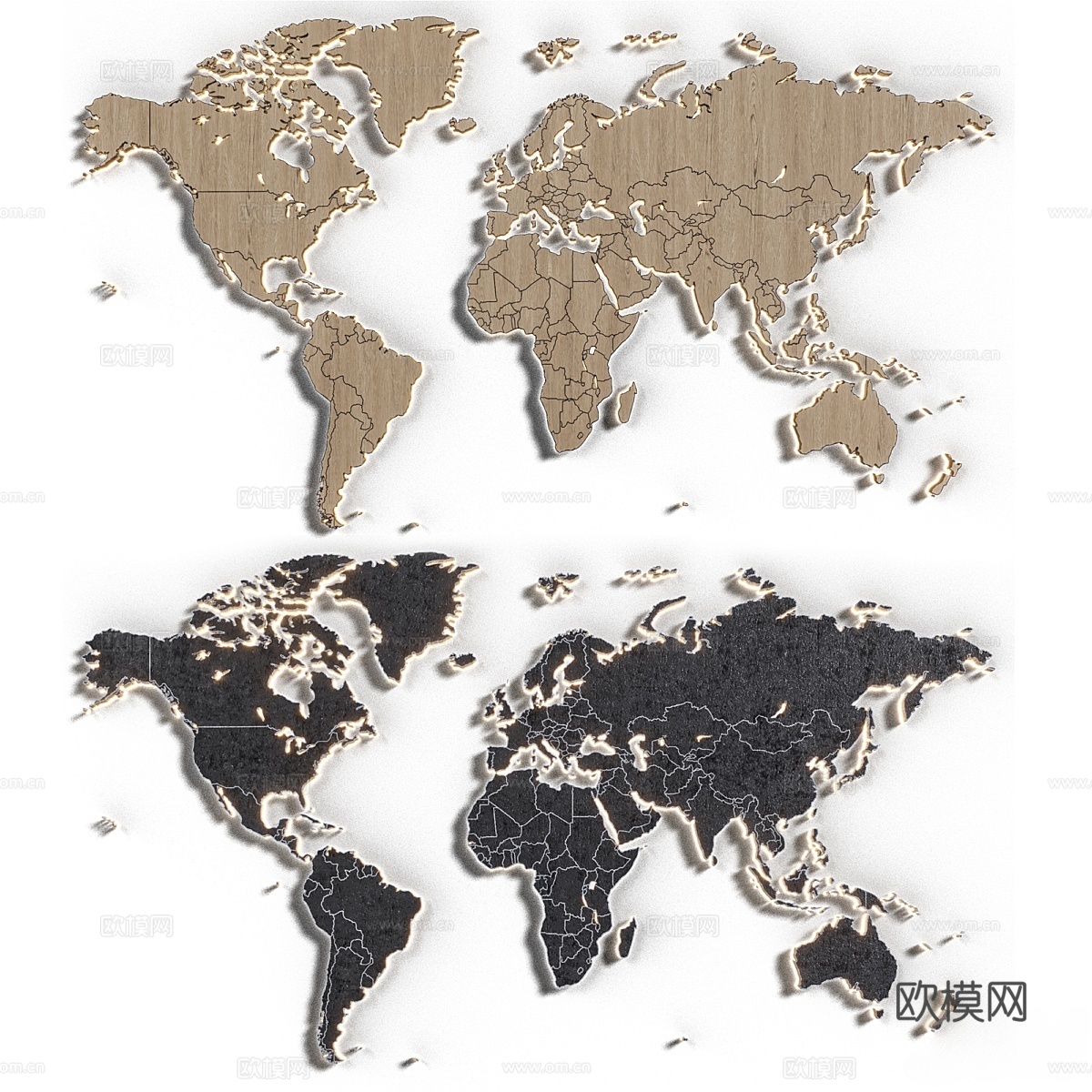 世界地图挂件 镜面挂饰3d模型