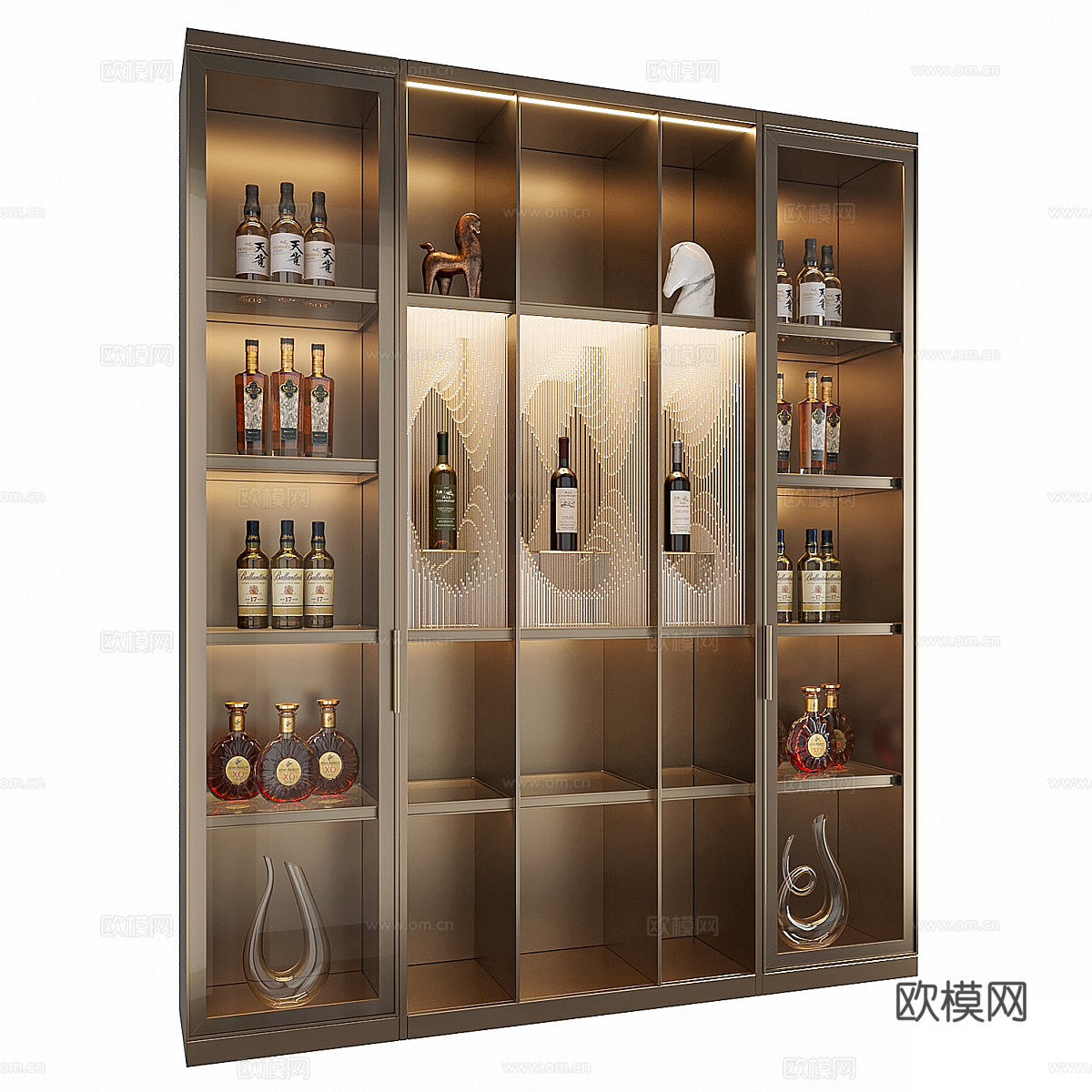 新中式金属酒柜 装饰柜3d模型