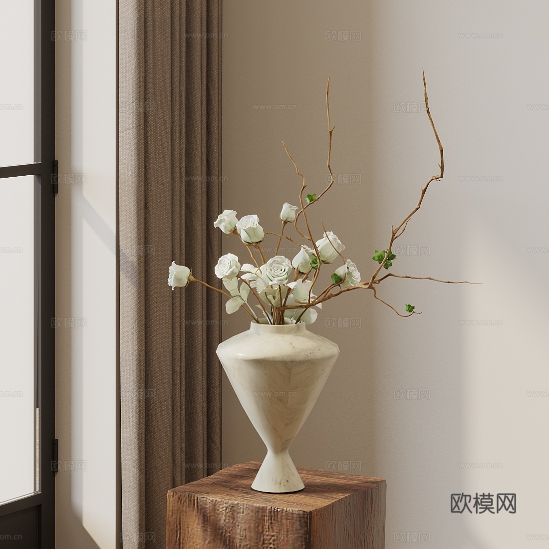 现代花瓶 花艺 花卉 仿真花摆件3d模型