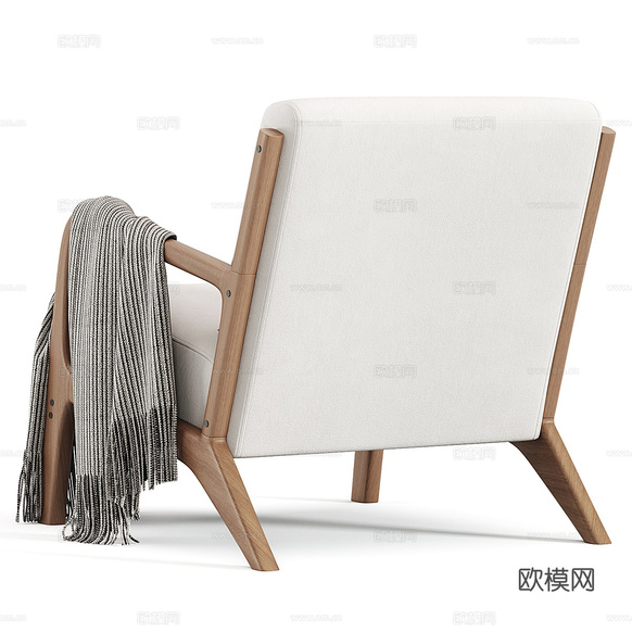 新中式沙发椅 休闲椅3d模型下载(渲染图3)