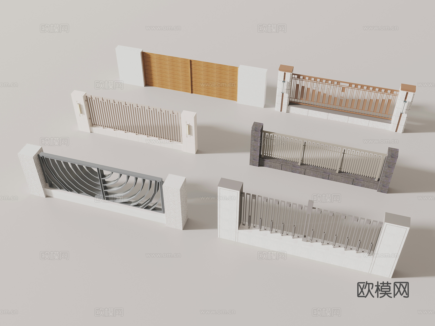 现代围墙 围栏 栏杆 扶手3d模型