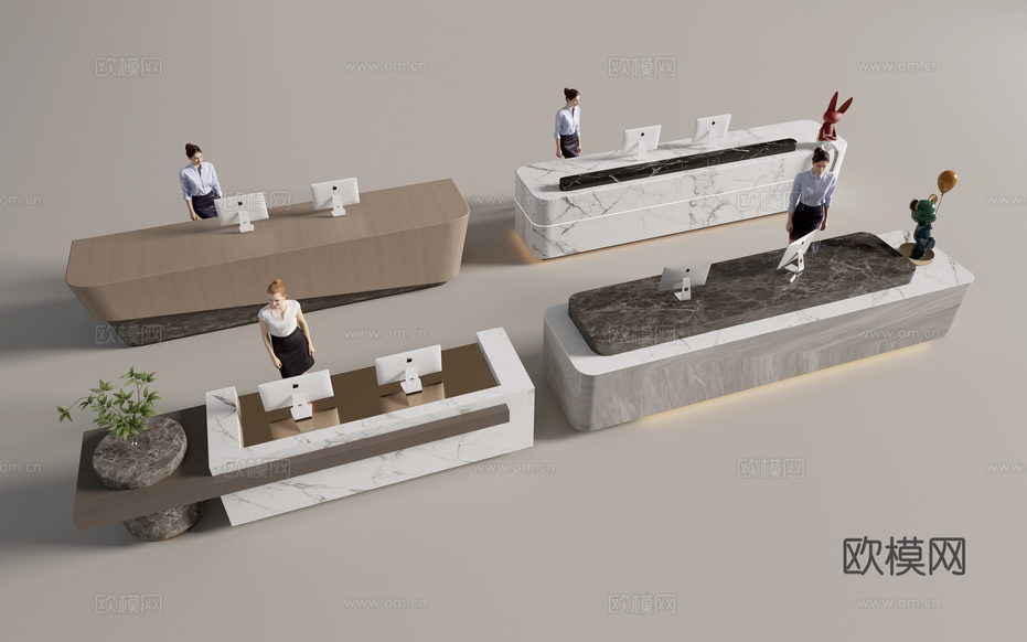 现代公司前台 吧台 接待台3d模型下载
