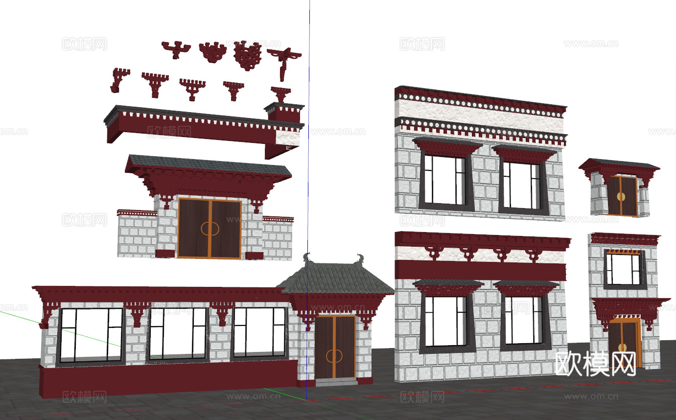 民族风 藏式元素 斗拱su模型