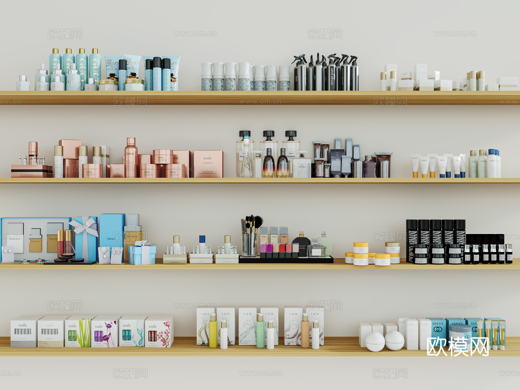 现代化妆品摆件 梳妆台摆件 护肤品3d模型下载