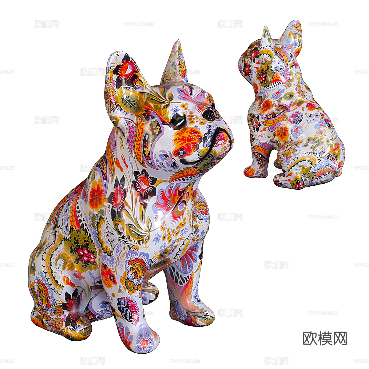 斗牛犬雕塑摆件3d模型