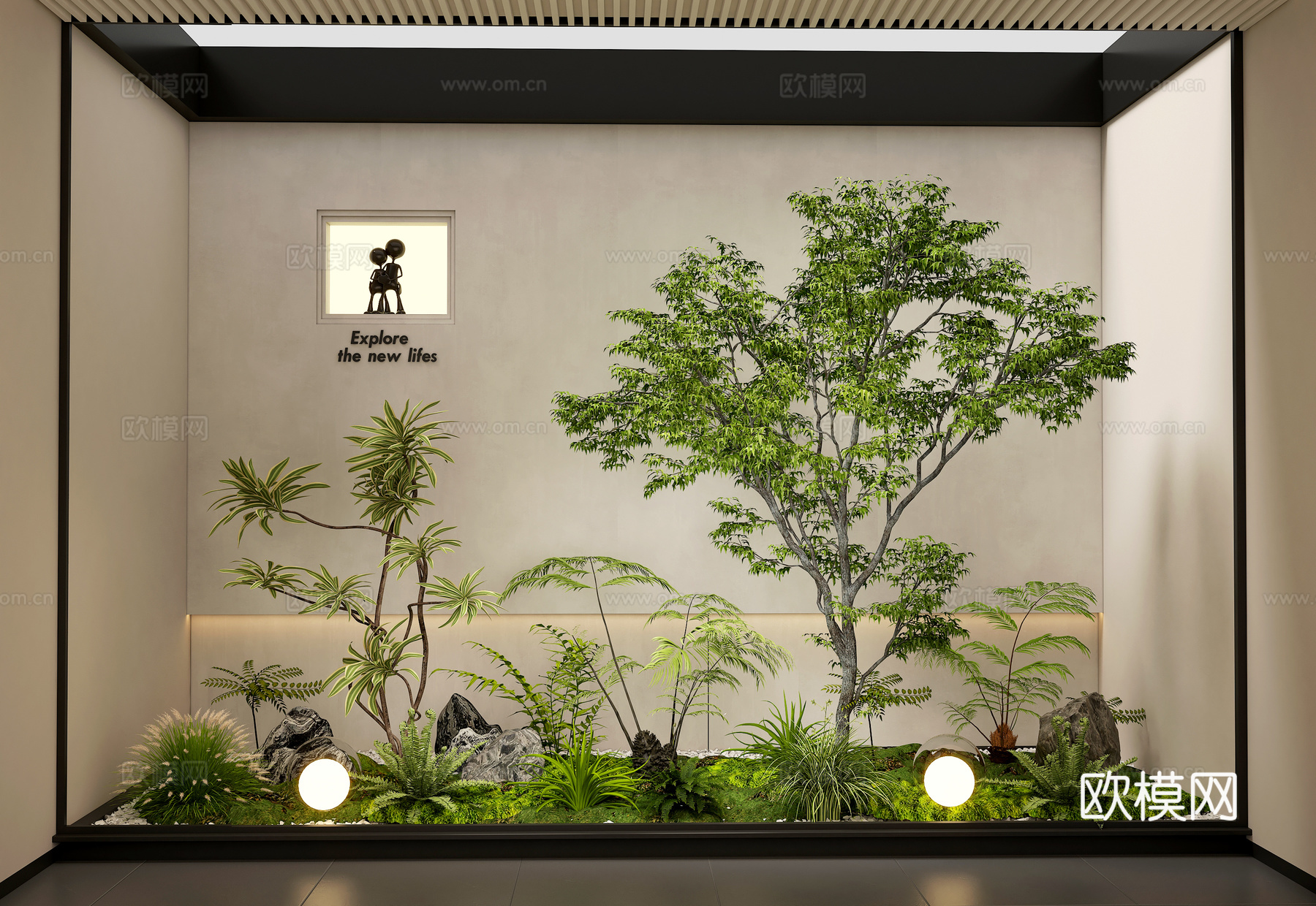 现代室内景观 植物造景 植物堆3d模型