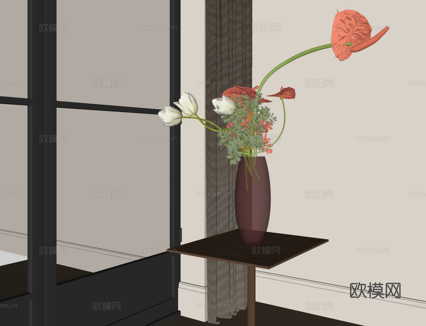 花瓶 永生花 插花 花艺su模型