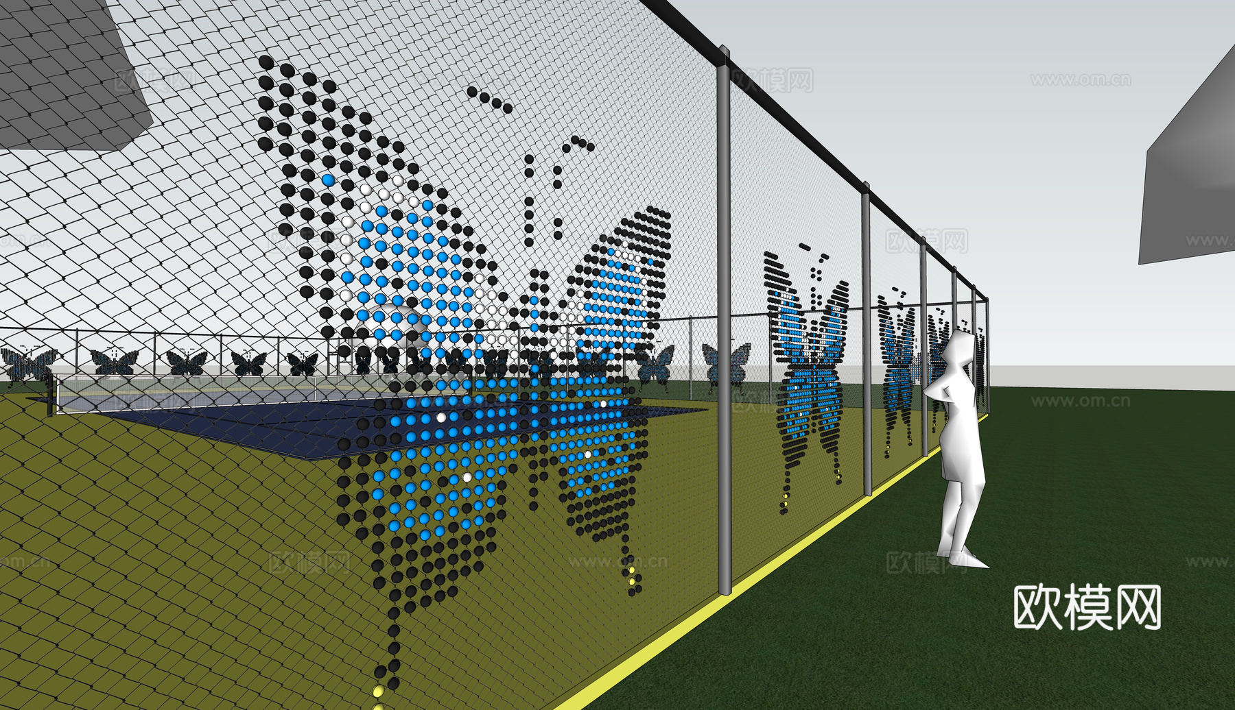 运动场围栏su模型