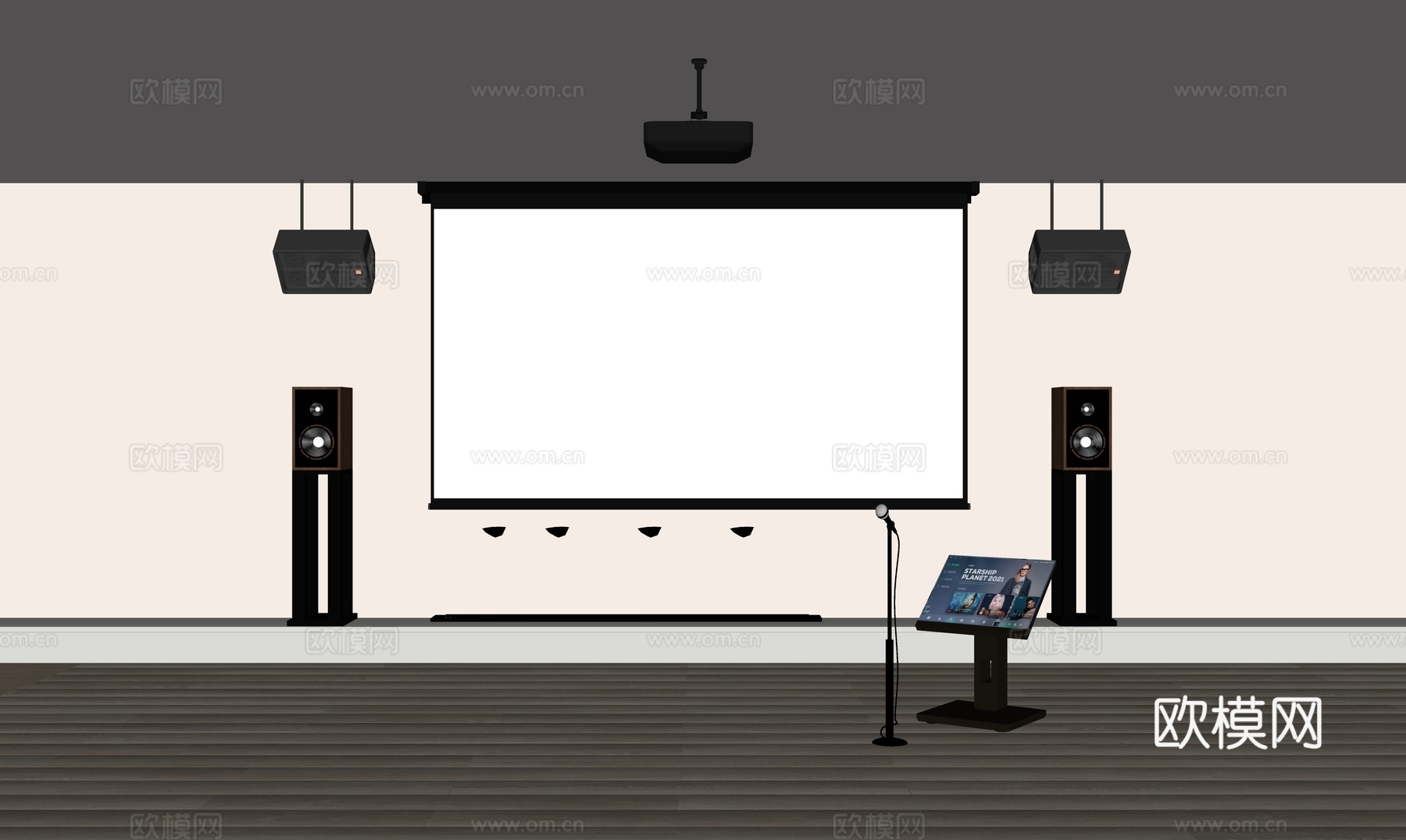 音响 麦克风 投影仪 点歌屏su模型下载（渲染图1）