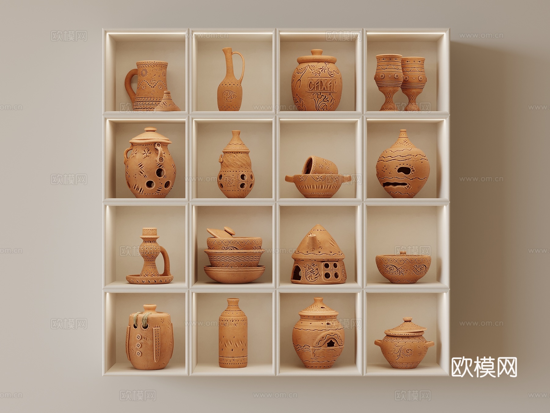 中古风陶瓷 器皿su模型下载（渲染图2）