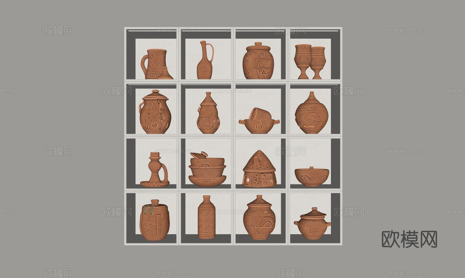 中古风陶瓷 器皿su模型下载（渲染图1）