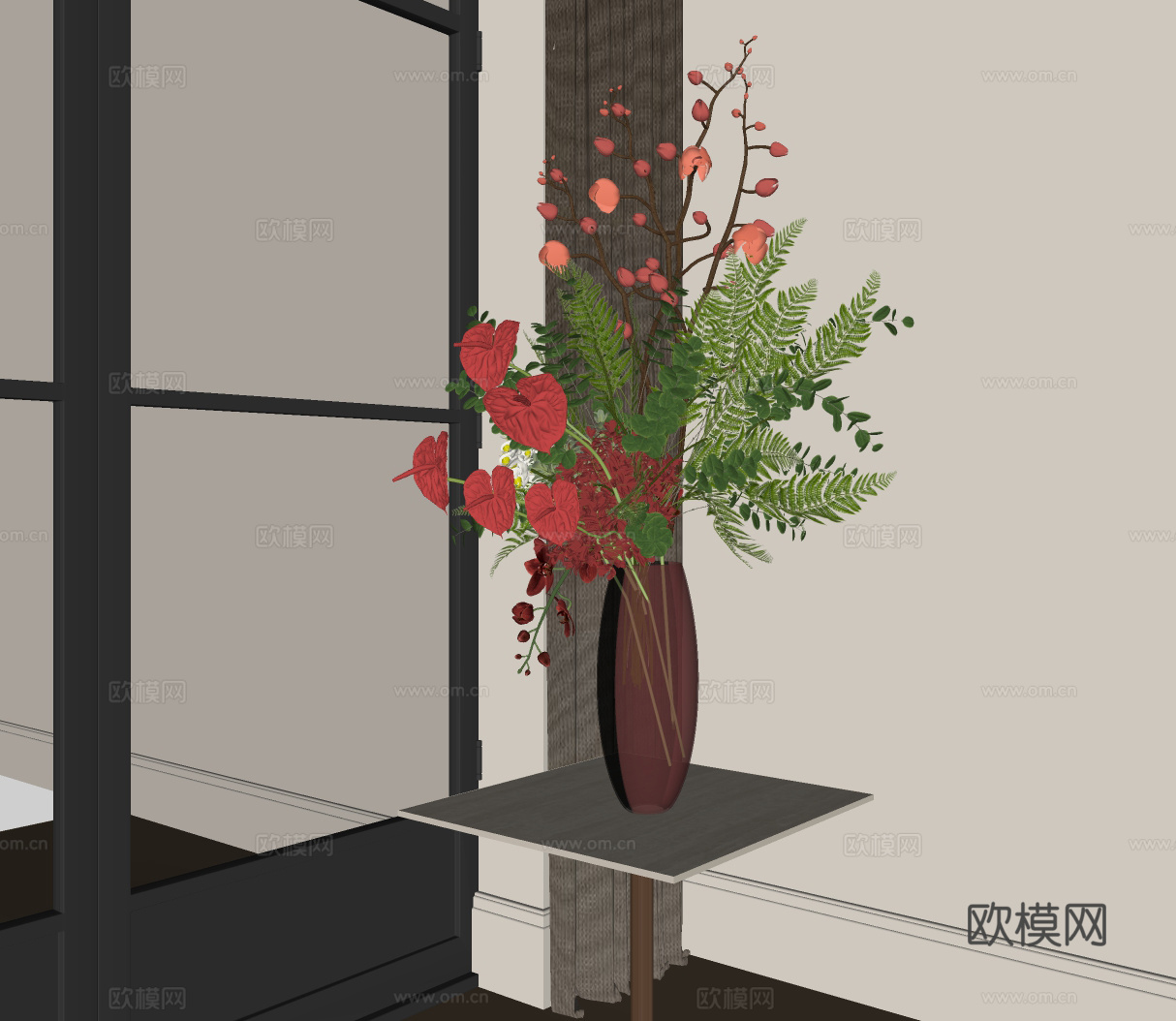 花瓶 永生花 插花 花艺su模型