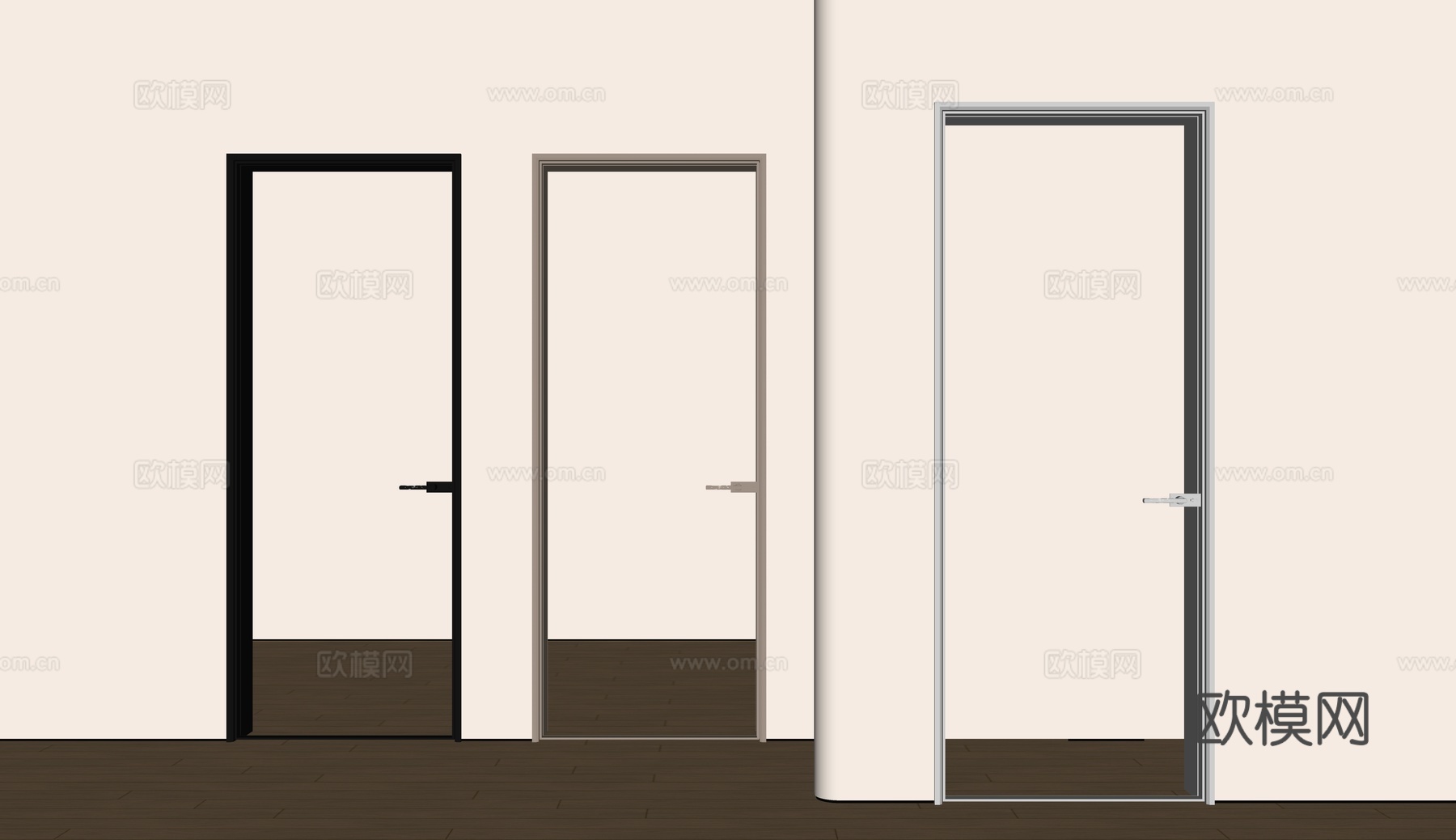 现代单开门 房门 玻璃门su模型