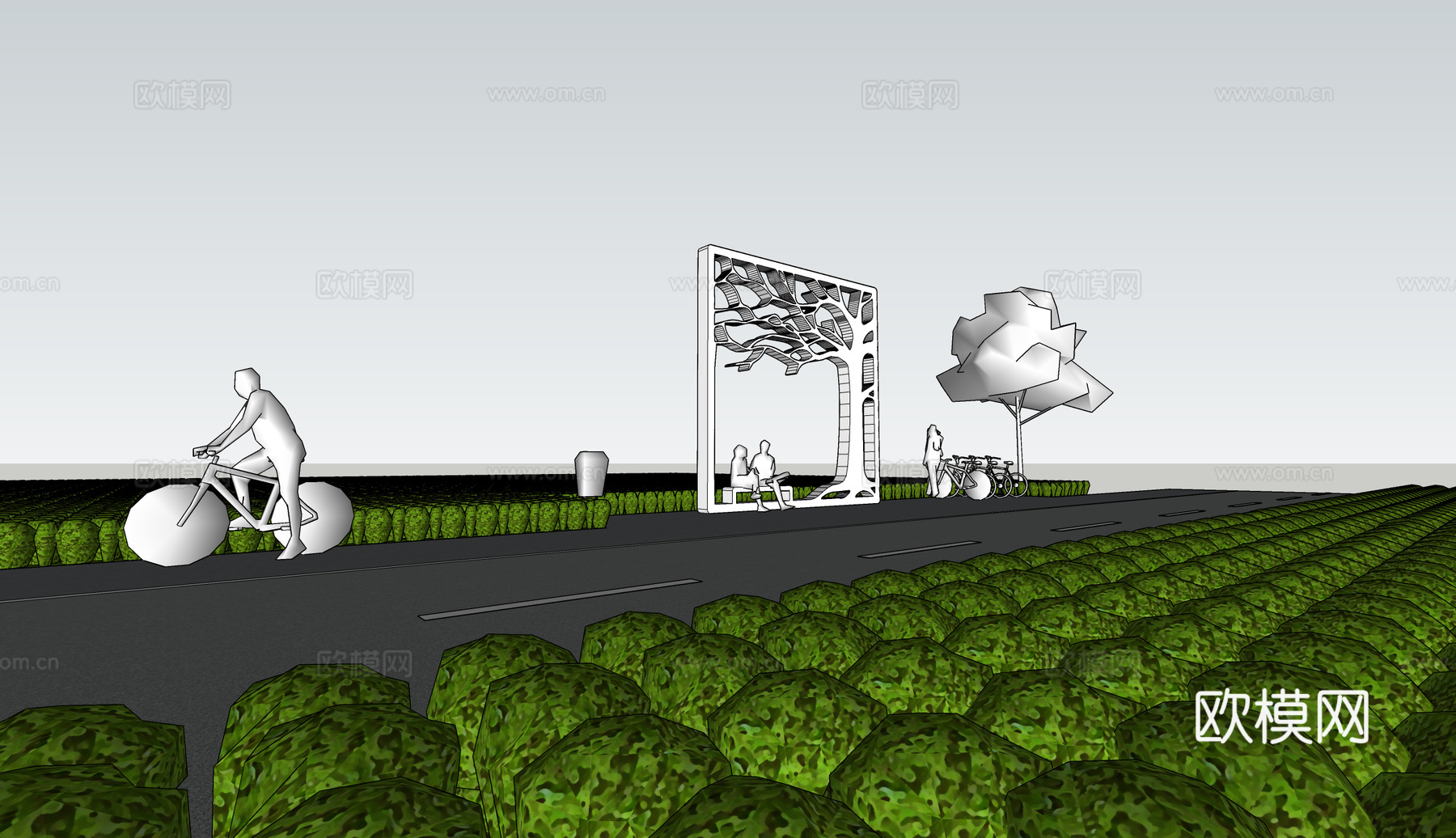 画框 大树剪影 创意坐凳 花田拍照打卡点su模型