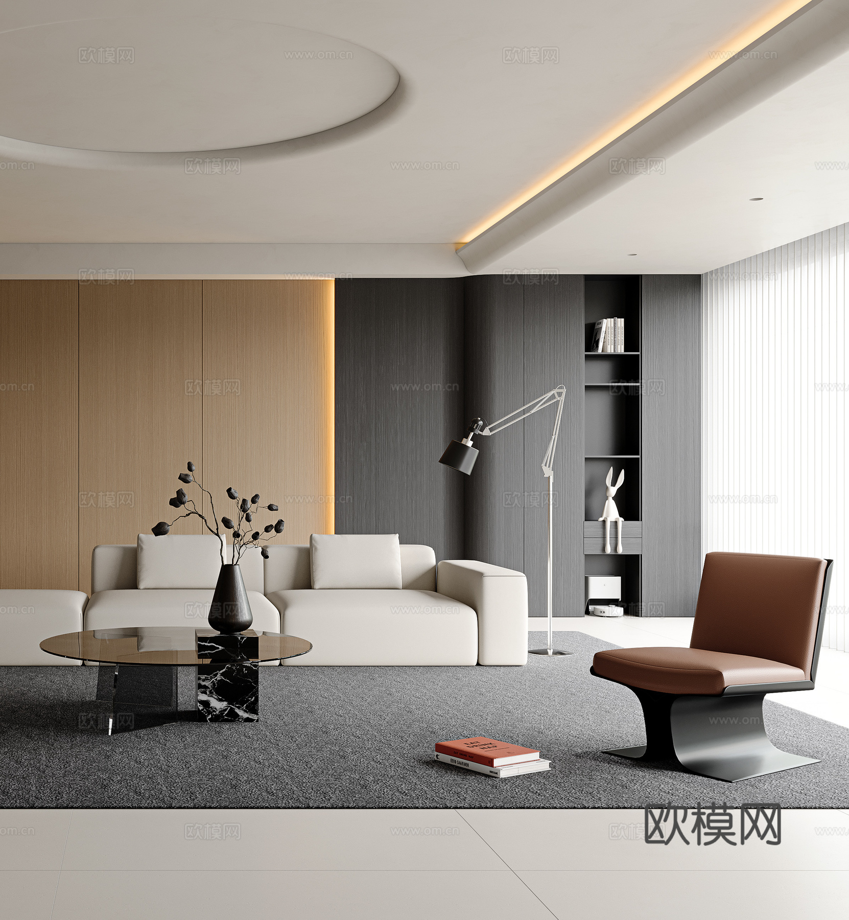 现代客厅3d模型下载（渲染图3）