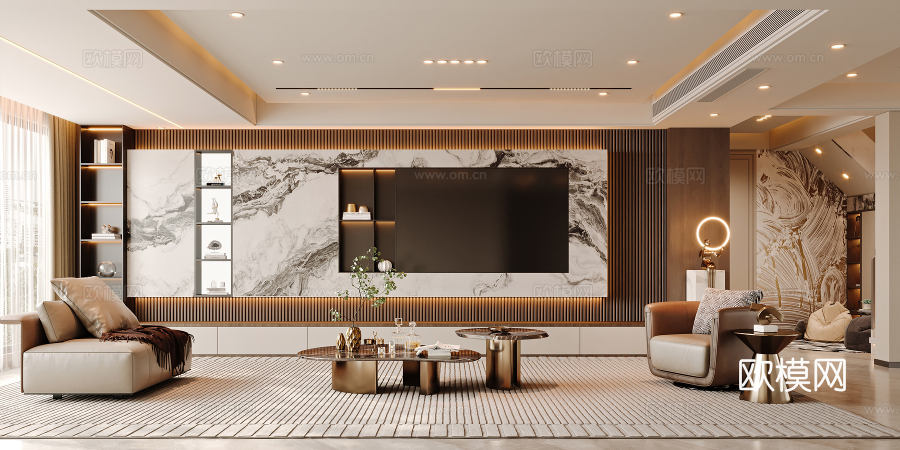 现代客厅3d模型下载