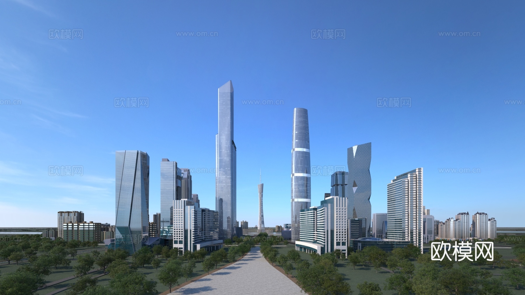 广州塔景观 华城路3d模型