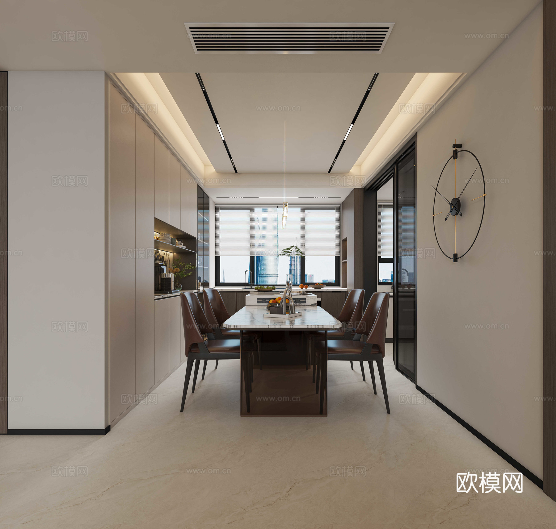 现代客餐厅3d模型下载（渲染图5）