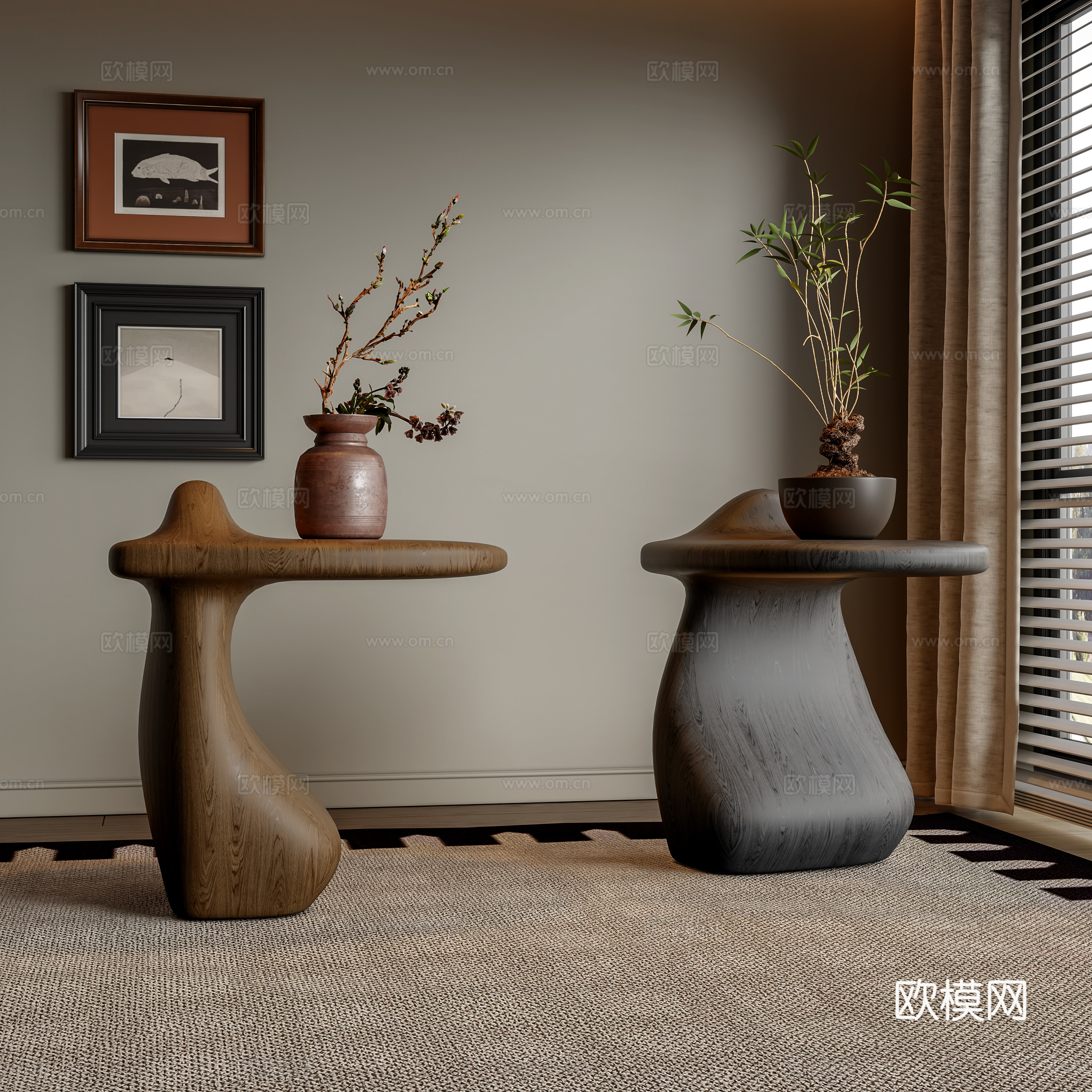中古风边几su模型下载（渲染图2）