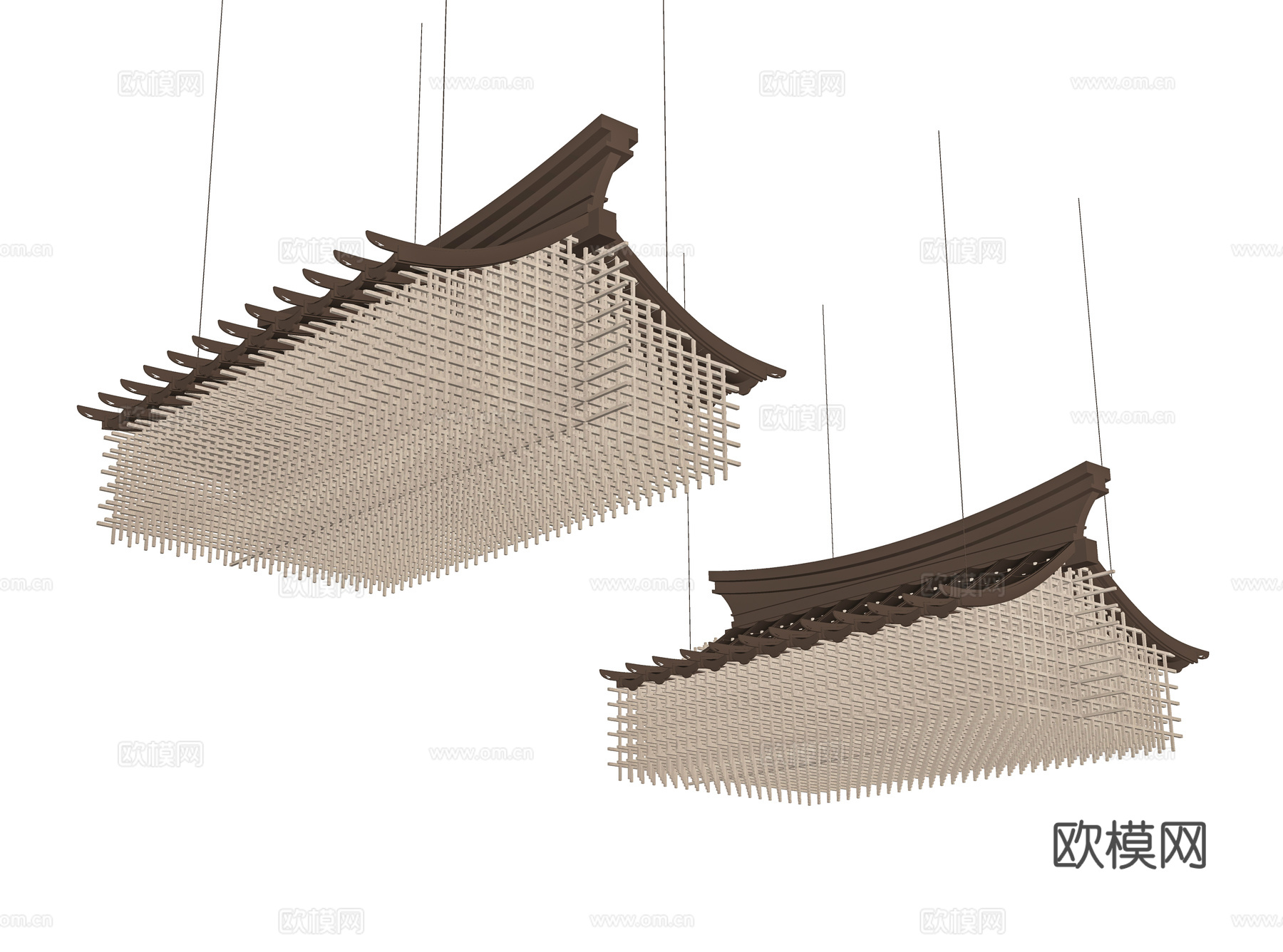 新中式古建吊灯su模型