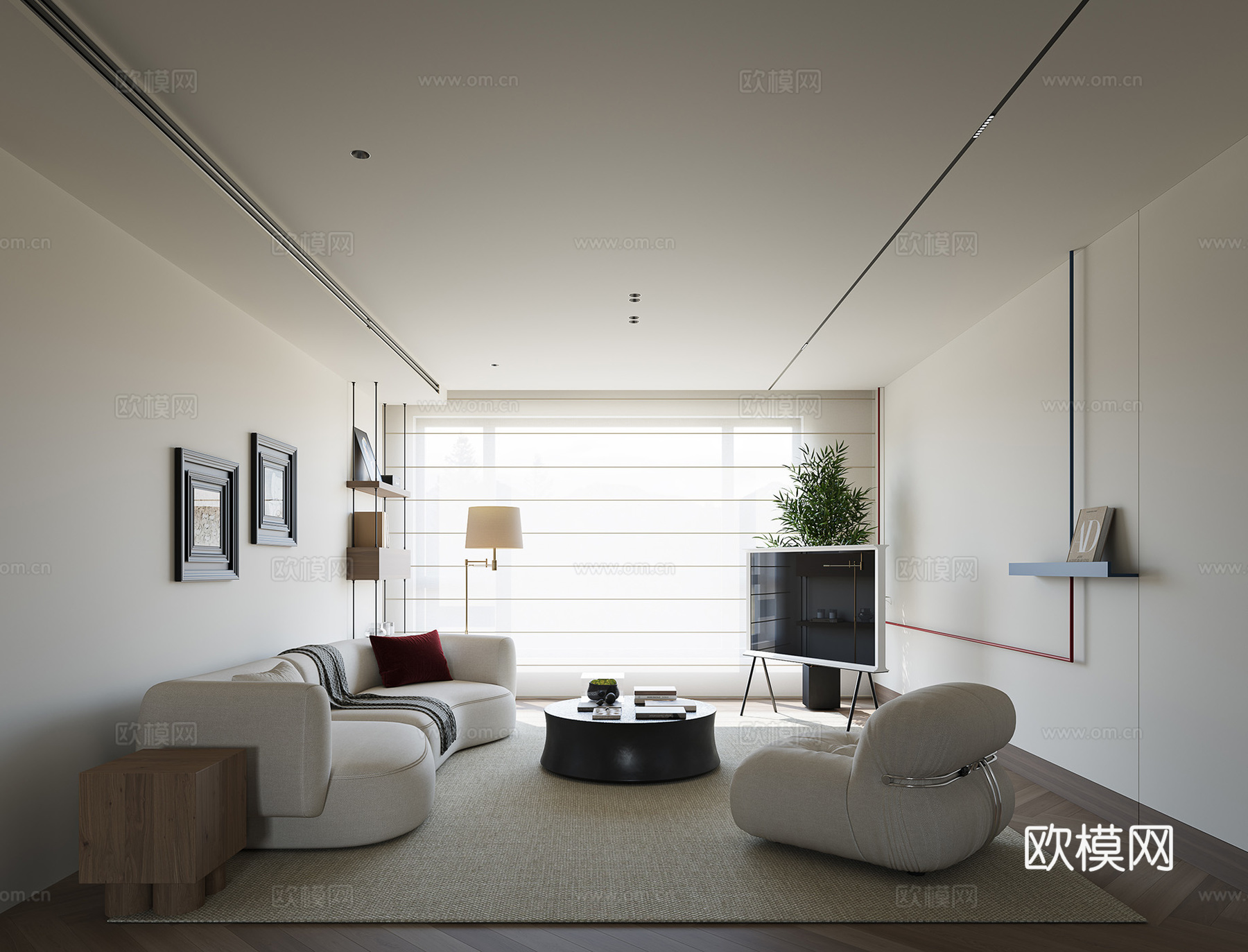 现代客厅3d模型下载