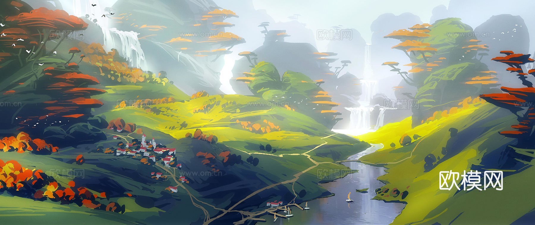 背景画水彩画装饰画下载