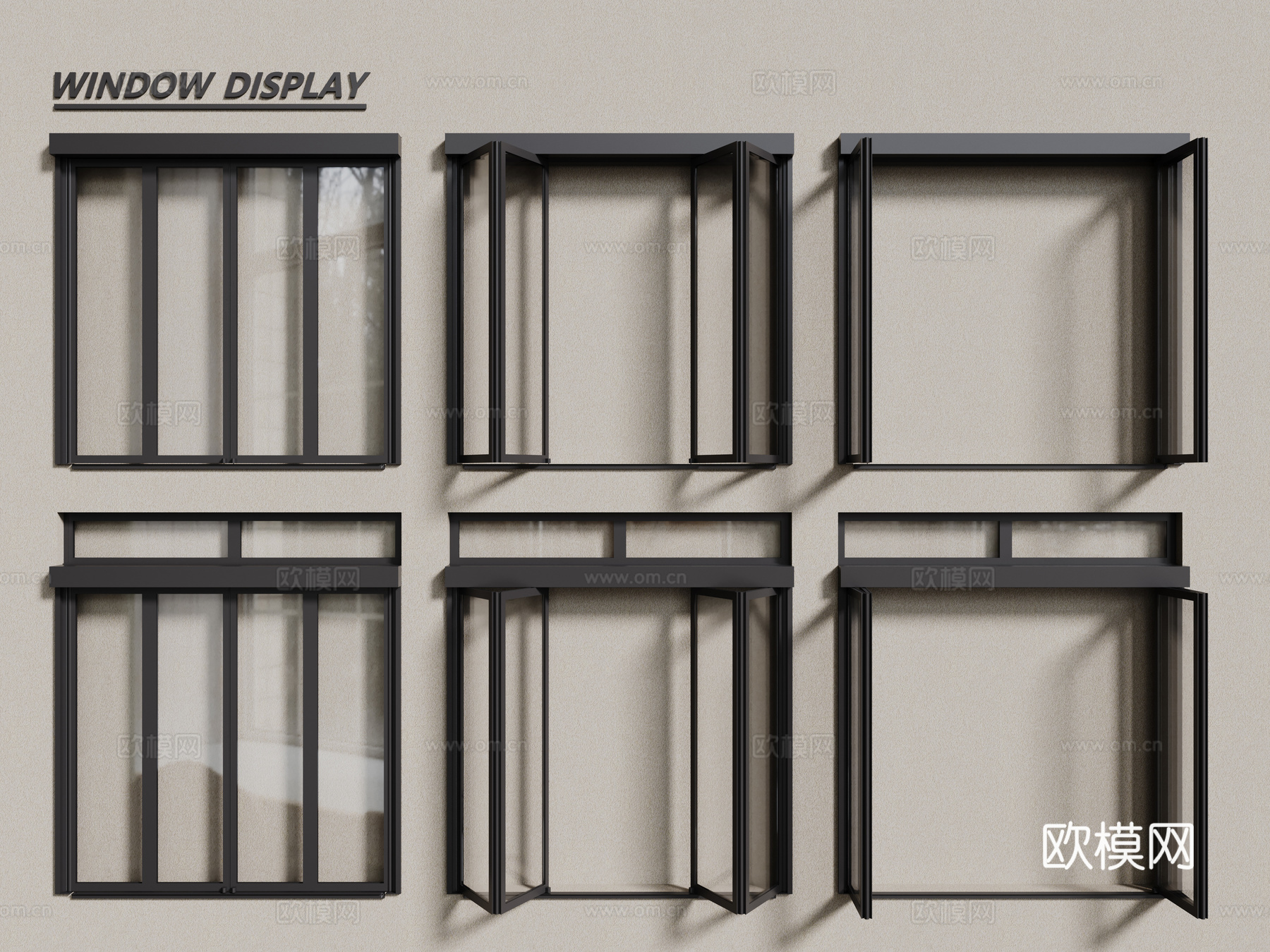 现代窗户 铝合金窗户 平开窗 落地窗 推拉窗3d模型
