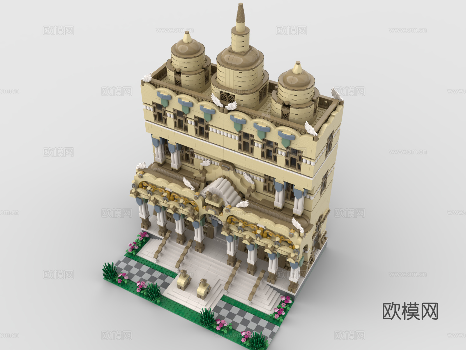 乐高 LEGO 欧式法院 积木玩具3d模型