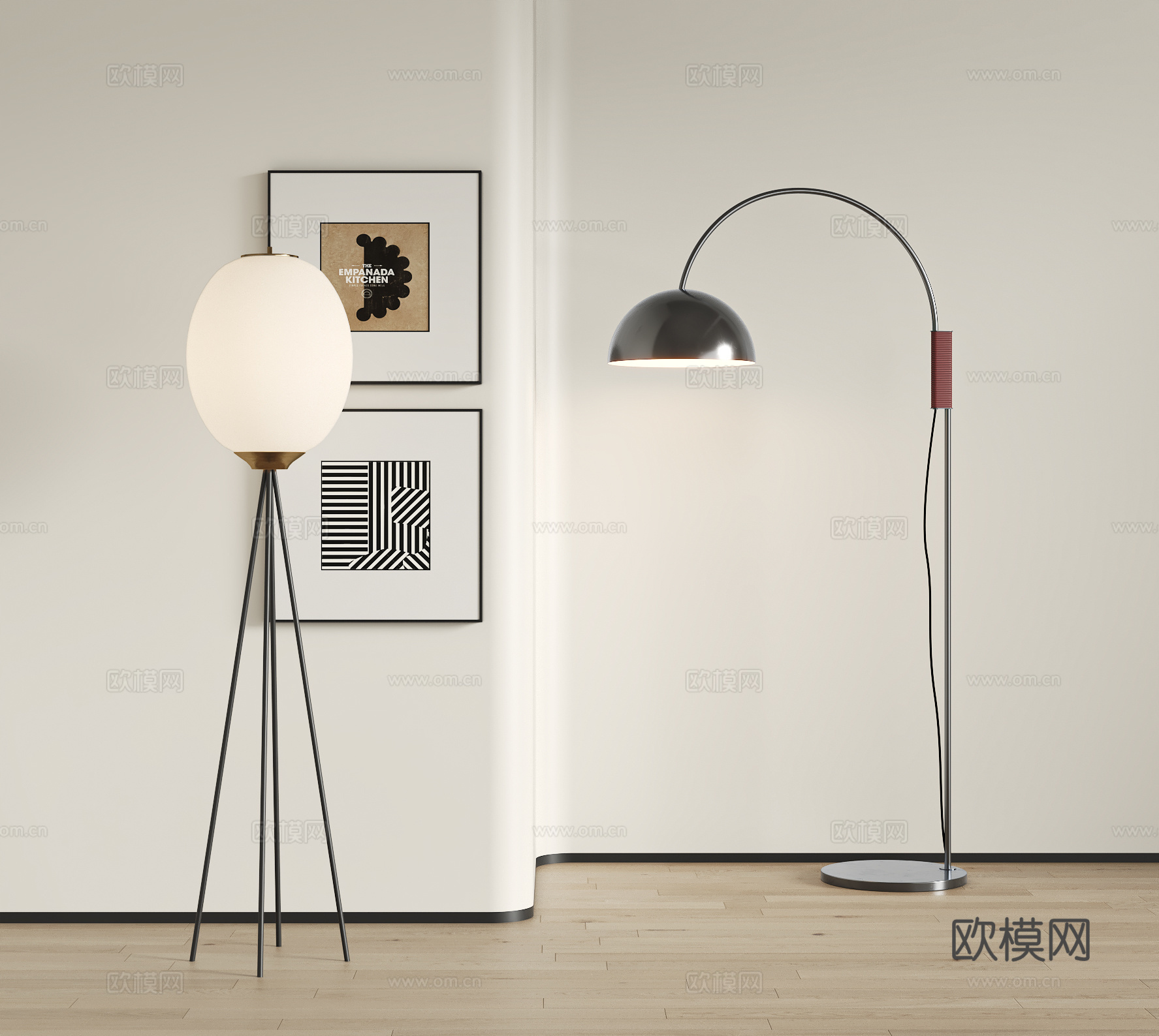 现代落地灯su模型下载（渲染图2）