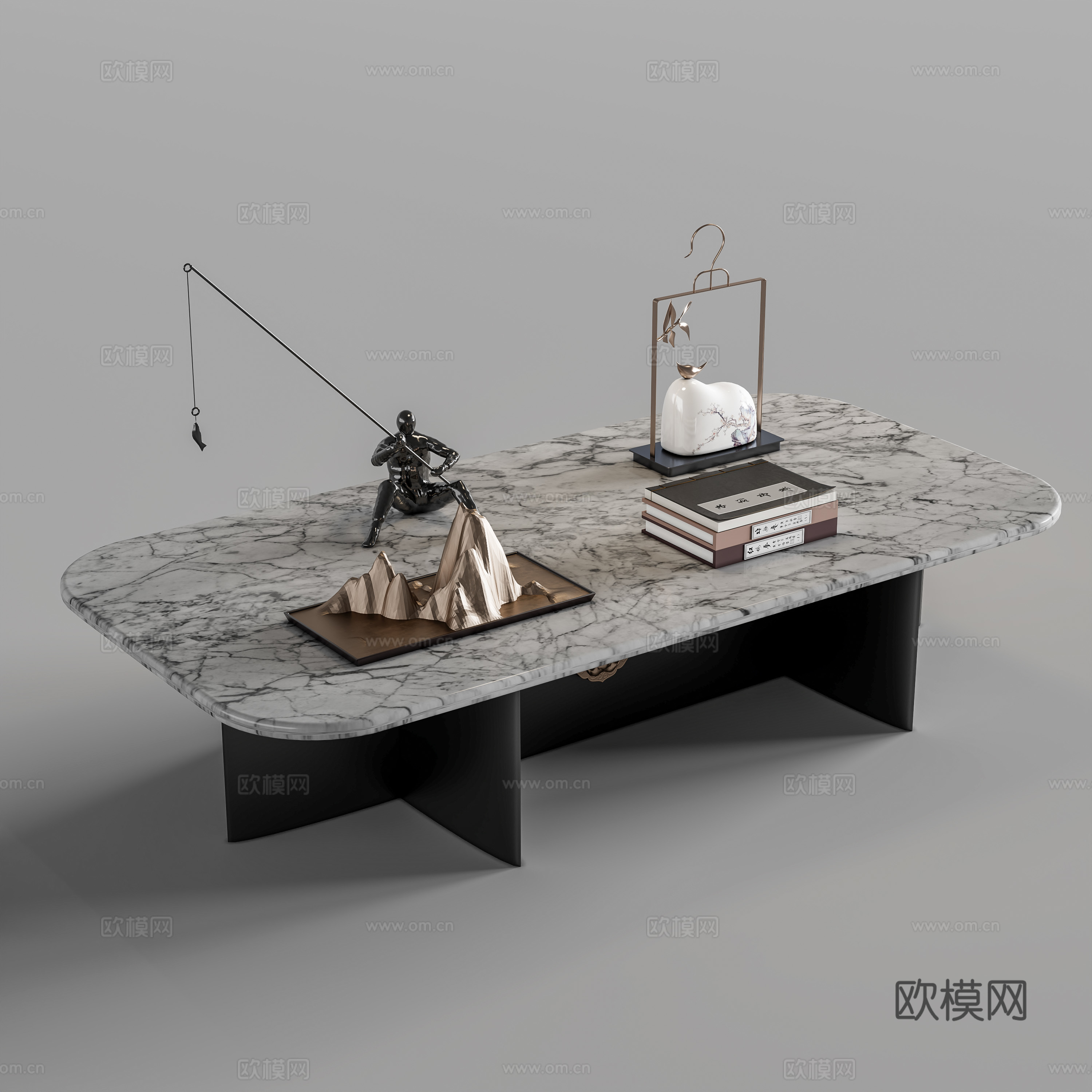 新中式茶几su模型下载（渲染图2）