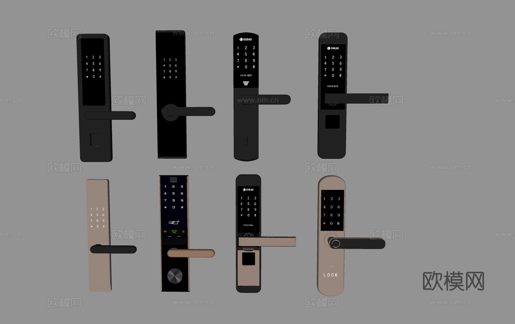 电子锁 门把手 密码锁 指纹锁3d模型