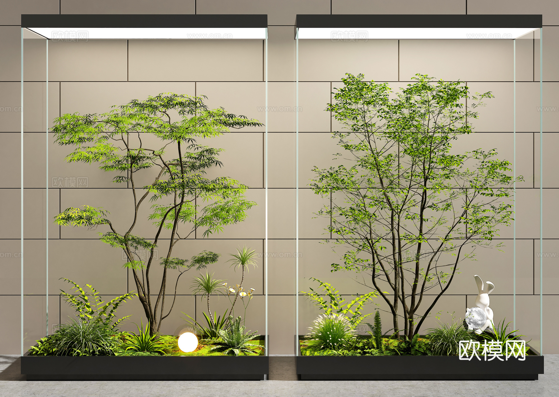 现代室内景观 植物堆 景观树3d模型