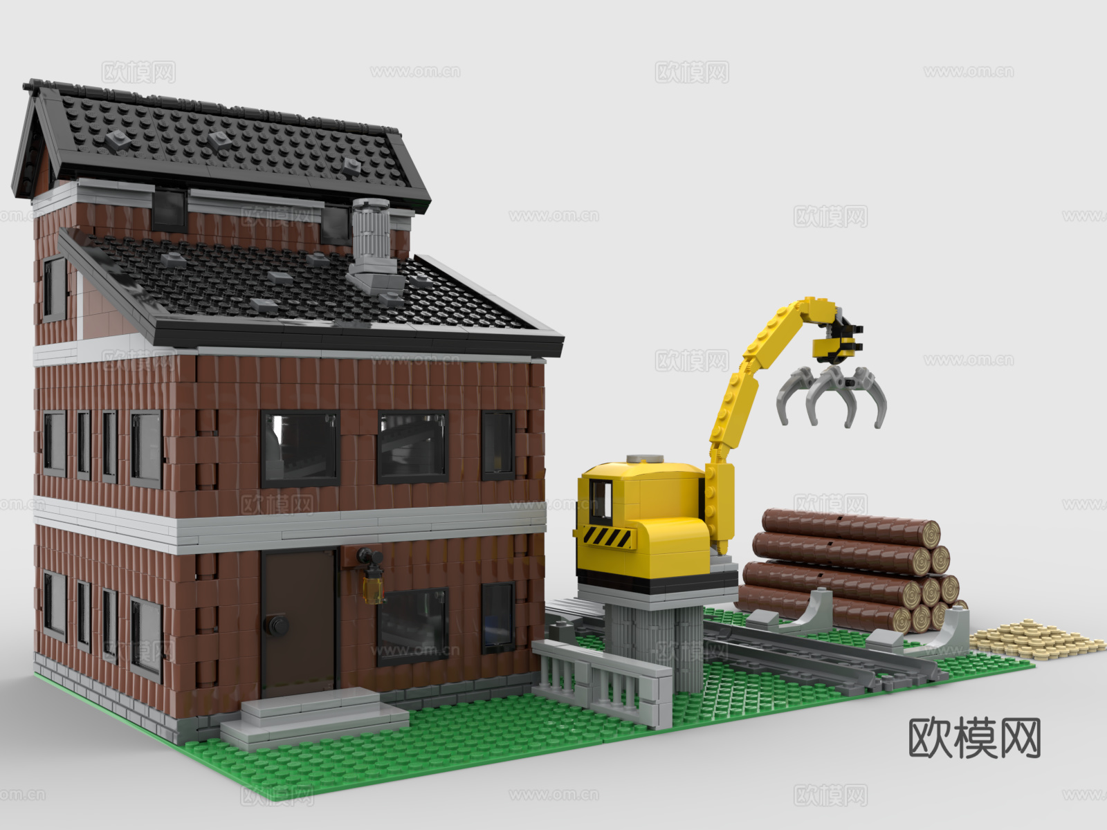 乐高 LEGO铁路工地 积木玩具3d模型