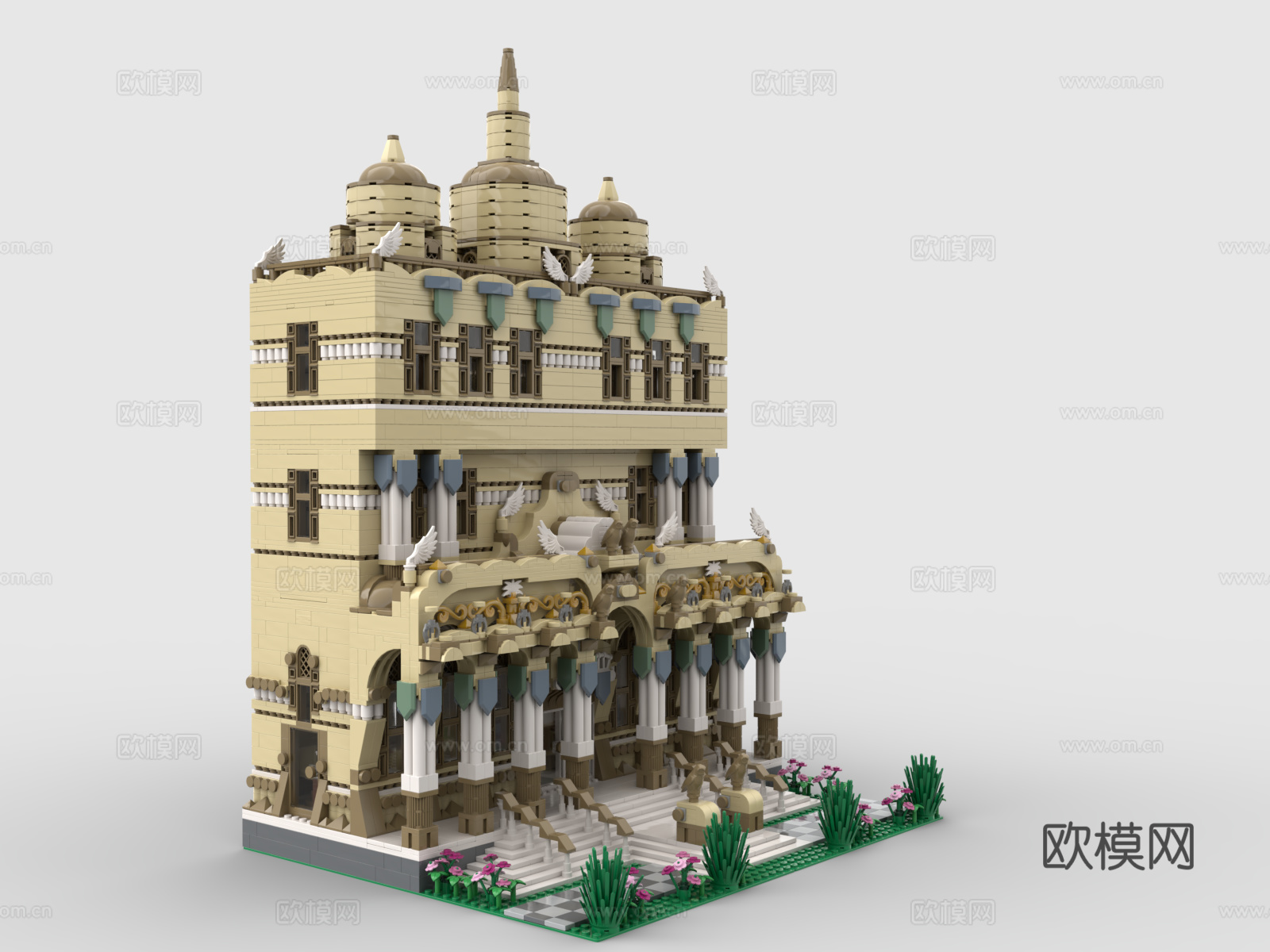 乐高 LEGO 欧式法院 积木玩具3d模型