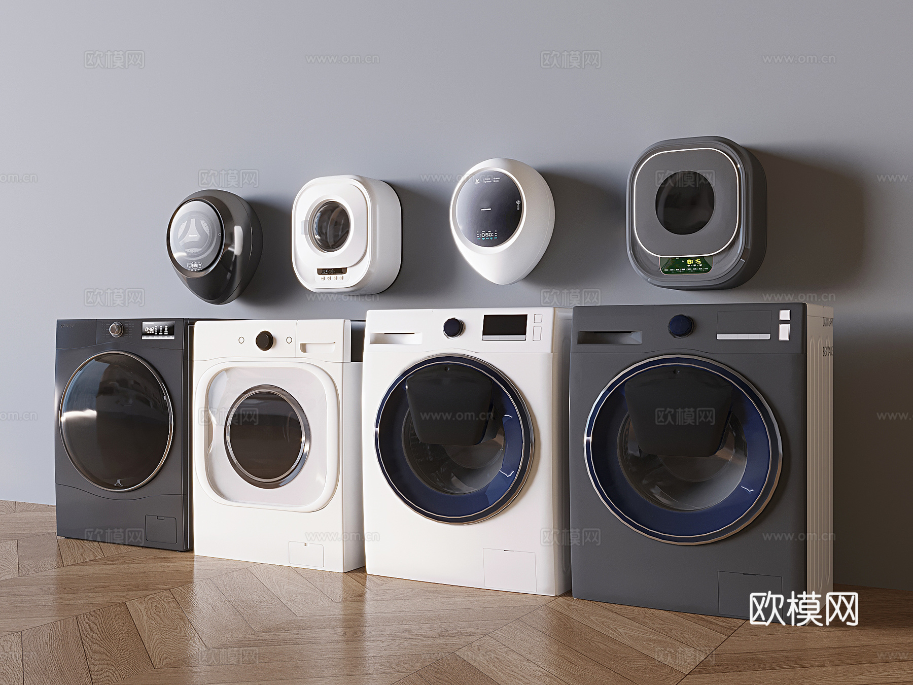 现代洗衣机 烘干机 壁挂式 烘洗一体3d模型下载