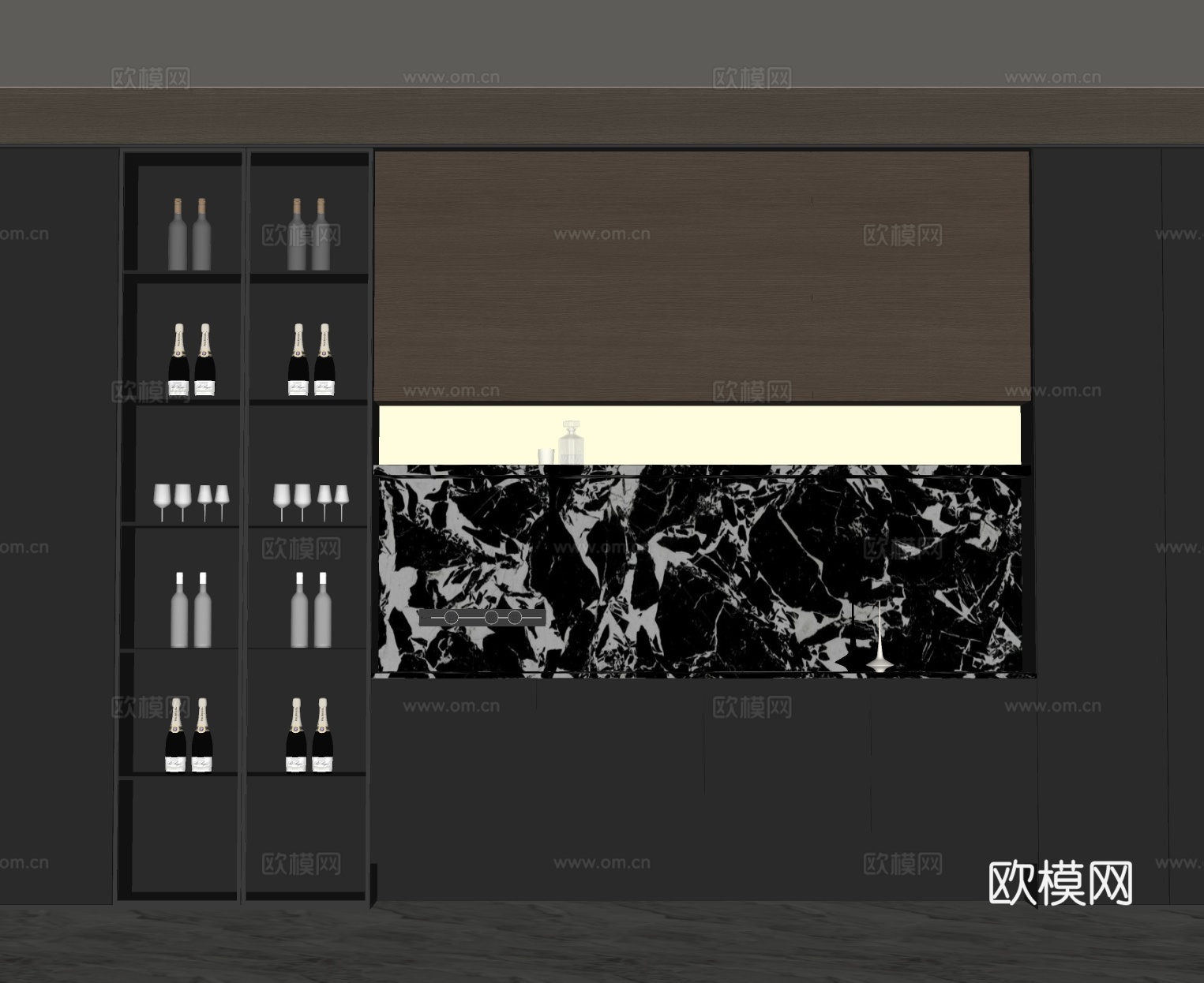 现代餐边柜 酒柜su模型