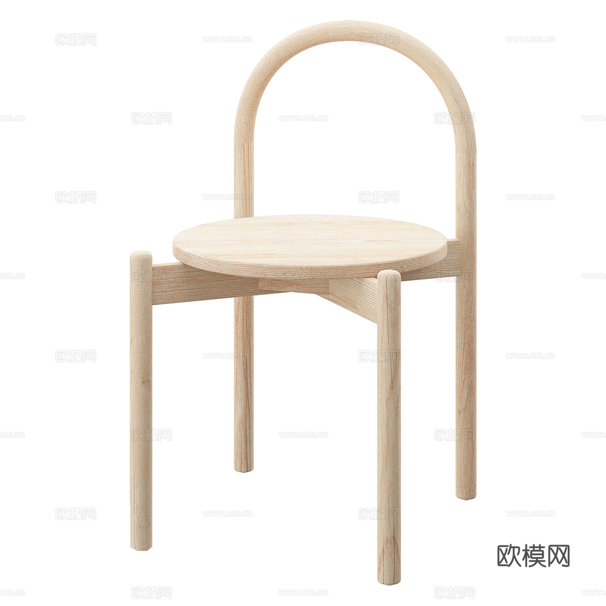 北欧单椅 木椅 餐椅3d模型下载