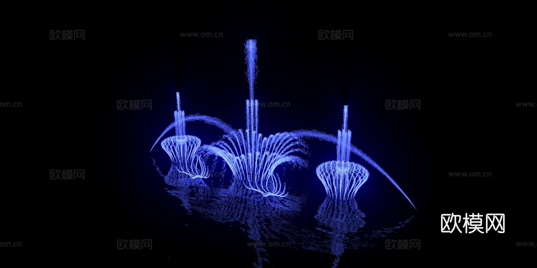 喷泉 夜景喷泉 喷泉动画3d模型